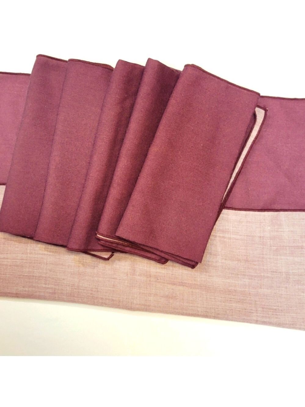 Burgundy Linen Napkin Set 6 Piece Elegant